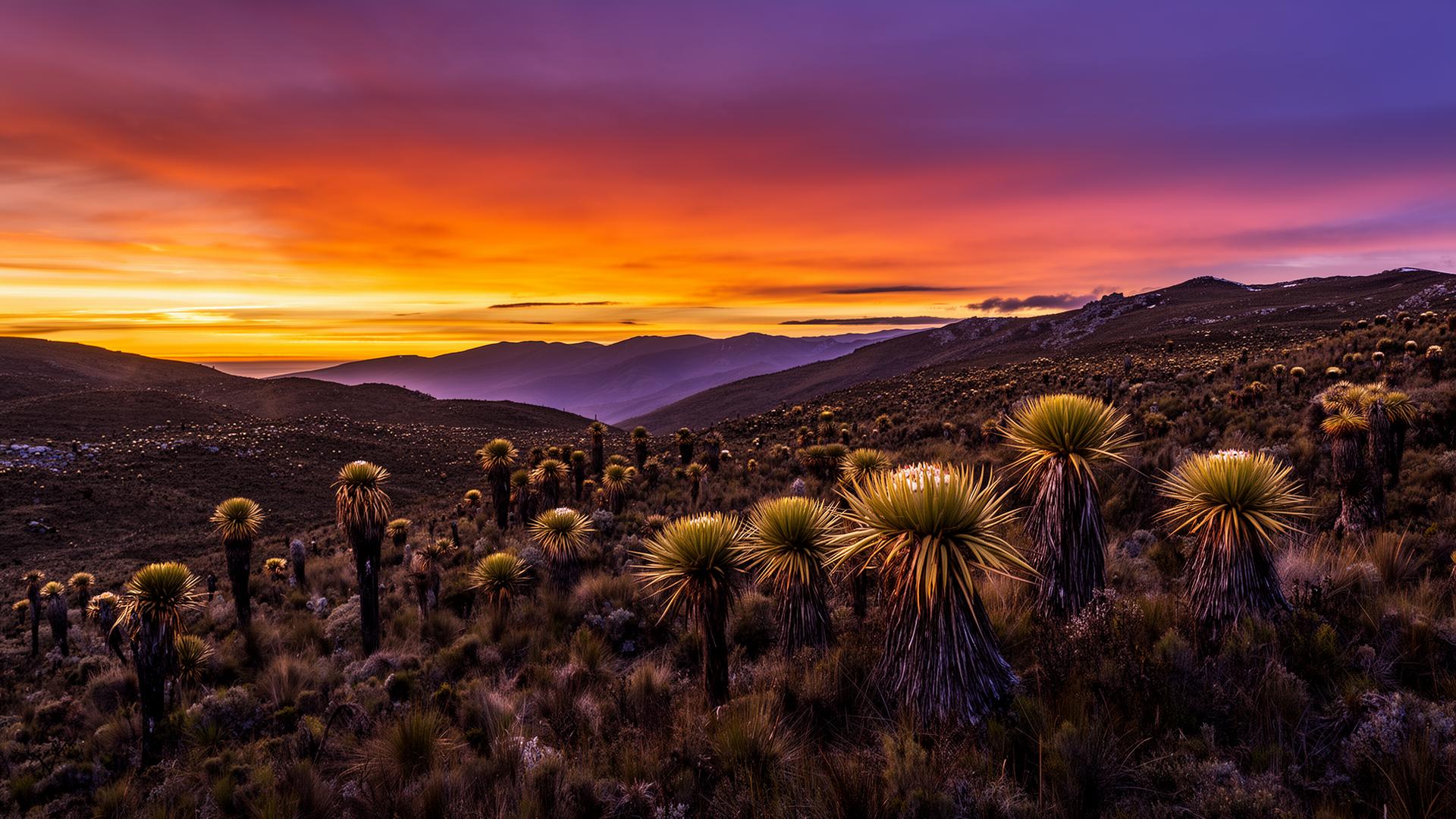 Atardecer sobre el páramo colombiano